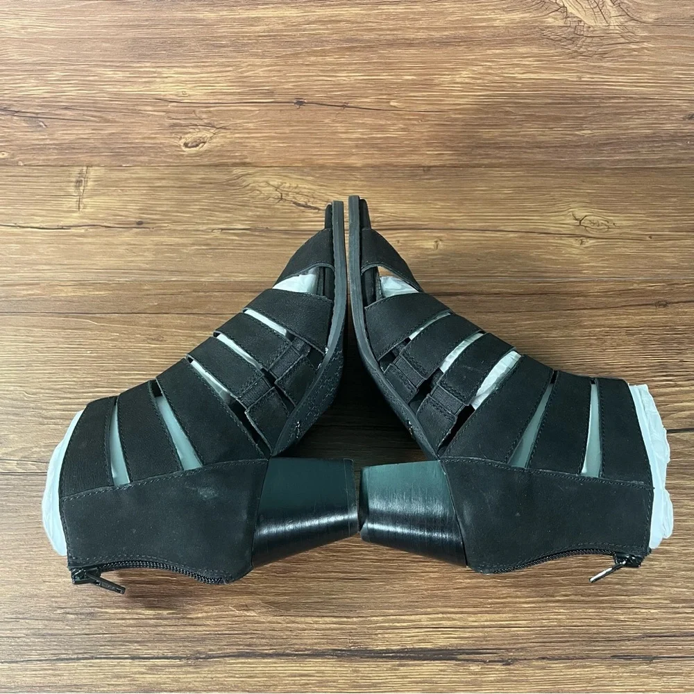 VIONIC Harlow Black Leather Wedge Sandals Women’s Size 6.5‎ Shoes Gladiator